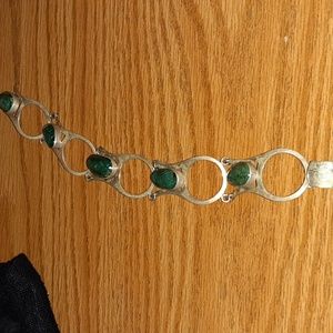 Sterling silver green Agate bracelet